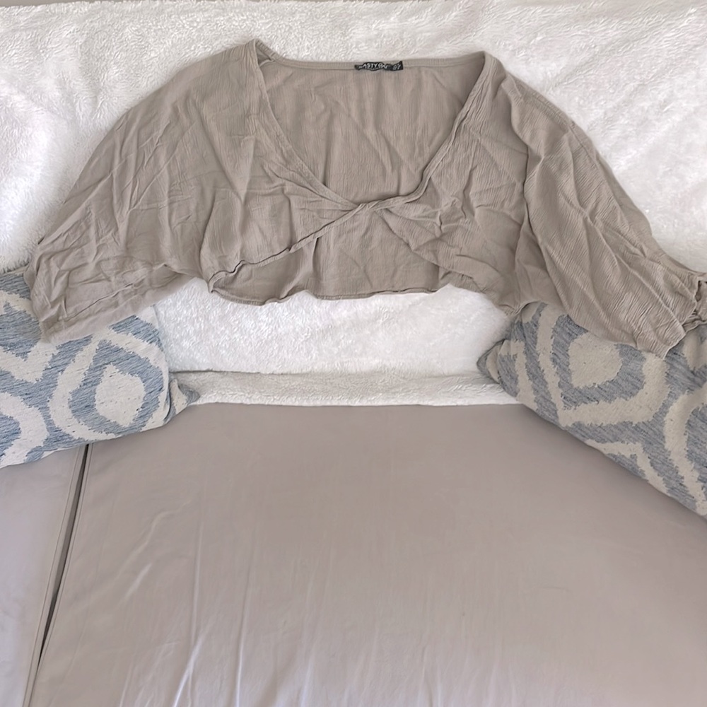 Nasty Gal tan color 3/4 sleeve crop top/coverup